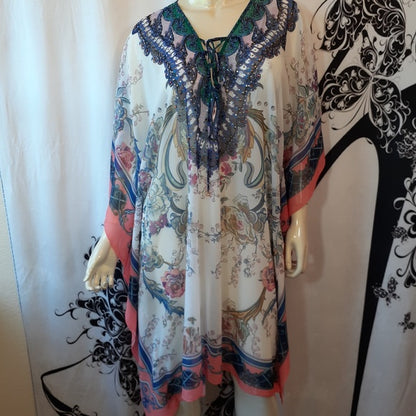 Women Caftan - Multi Color - Lace up