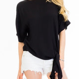 Women Side Tie Top Tunic/Relaxed Fit/Round Neck