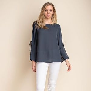 Women Tie Sleeves Woven Blouse