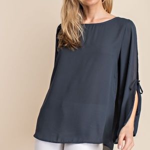 Women Tie Sleeves Woven Blouse