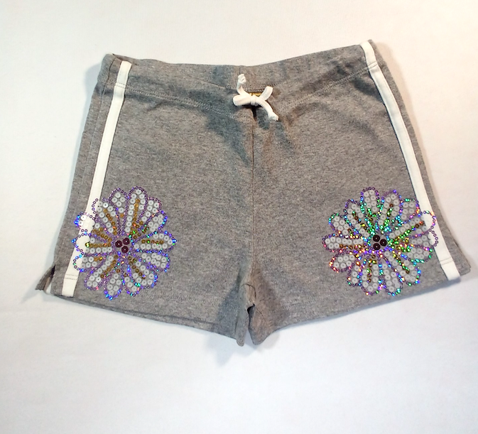 Girls Shorts Sequin Flowers