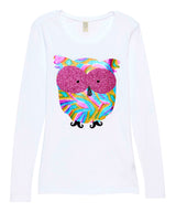 Junior & Girls Long Sleeve Top Multi Color Owl