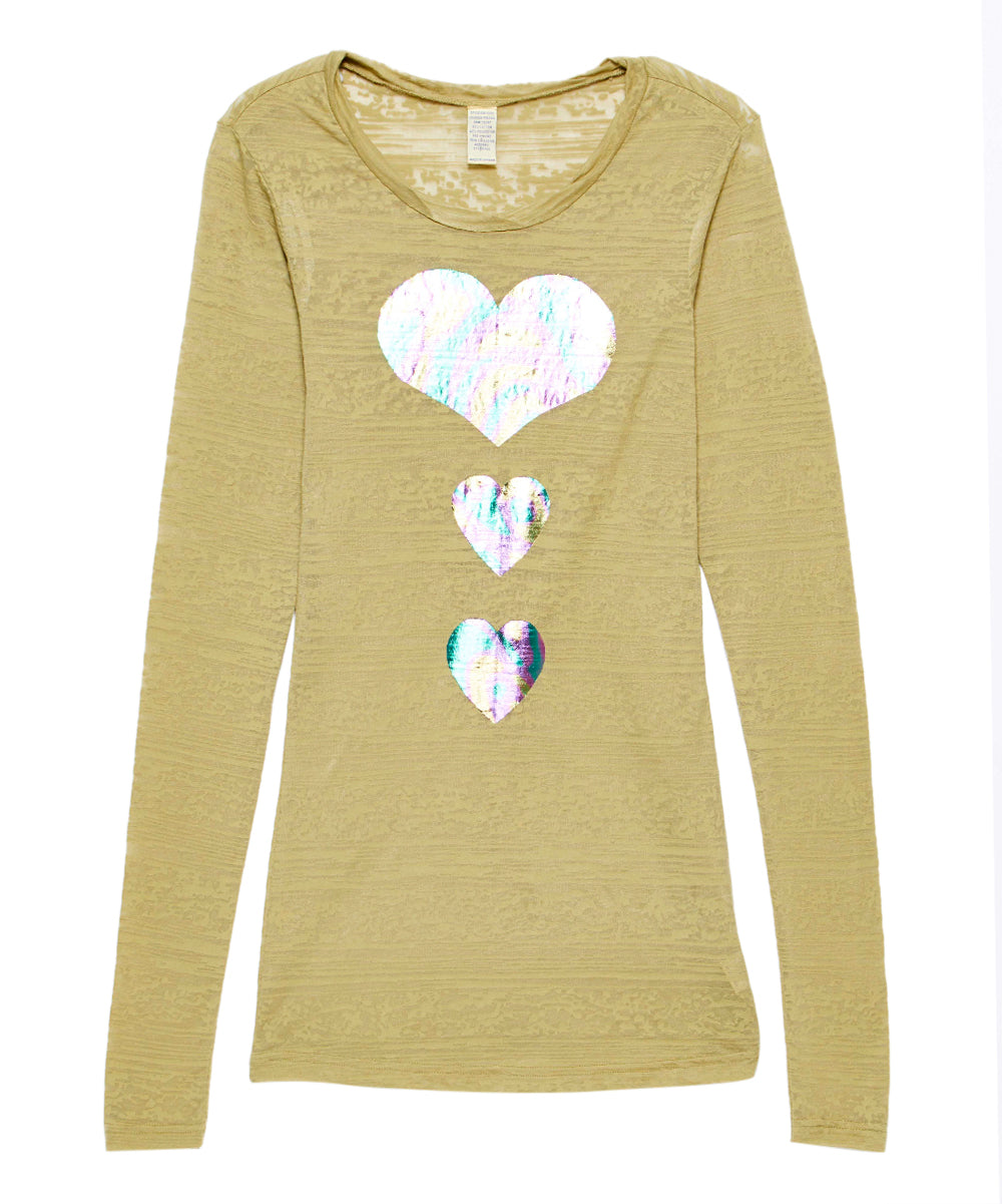 Girls Long Sleeve Top - Multi Color Hearts