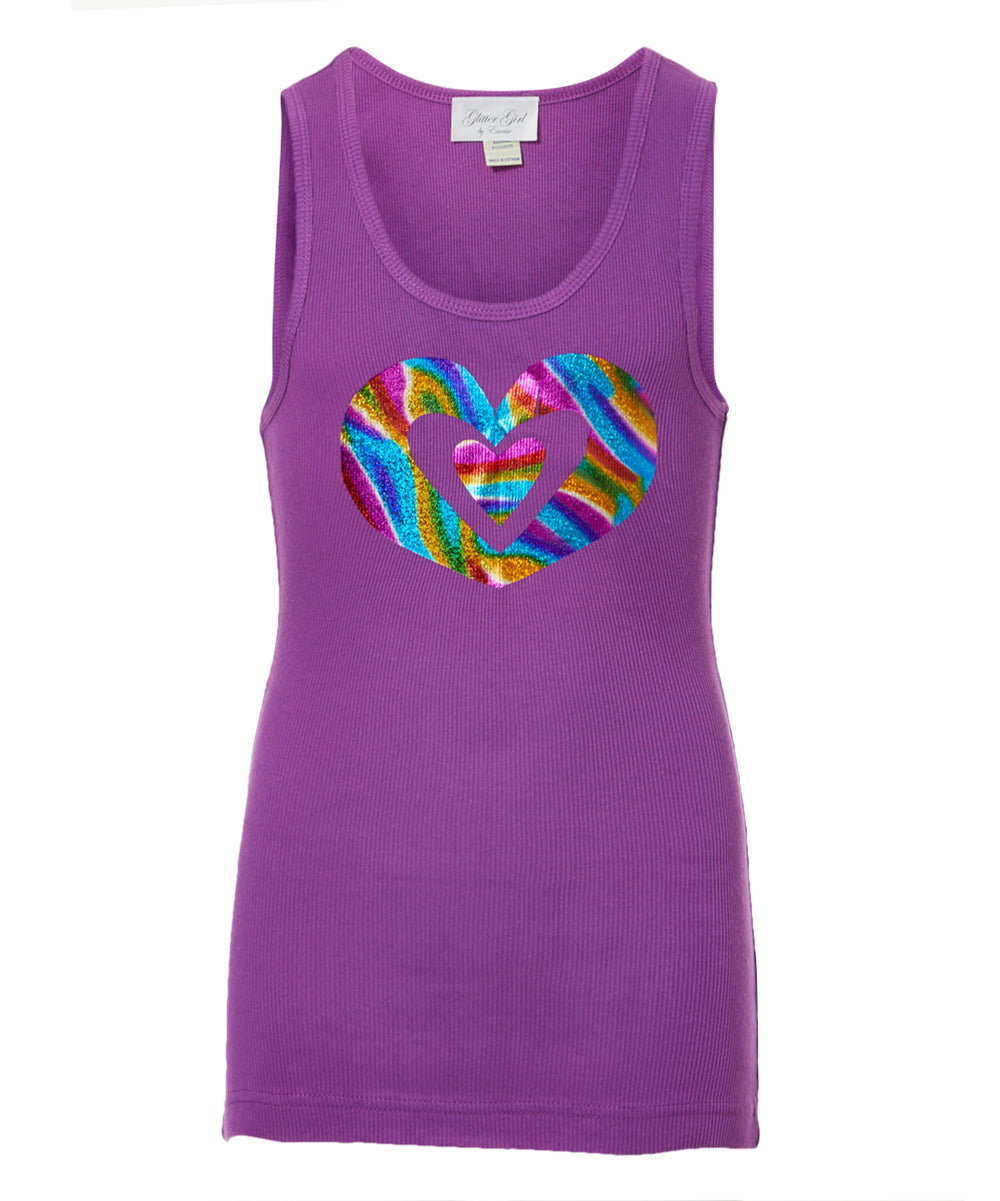 Girls Sleeveless Tank Top - Multi Heart