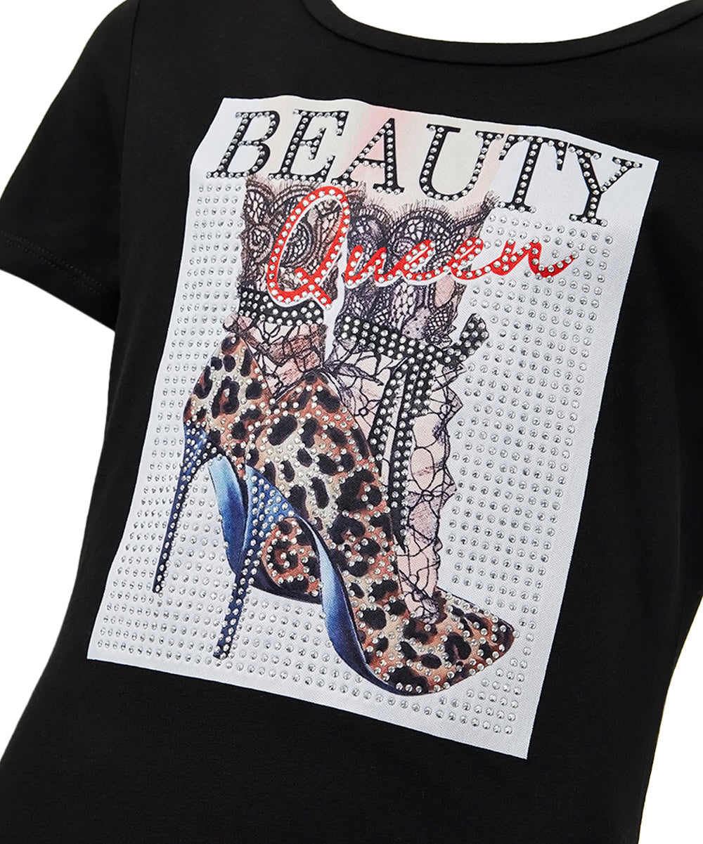 Women Short Sleeve Tee - Beauty Leopard shoe