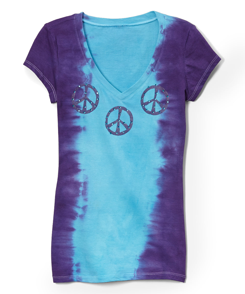 Girls Short Sleeve Top - Peace Signs