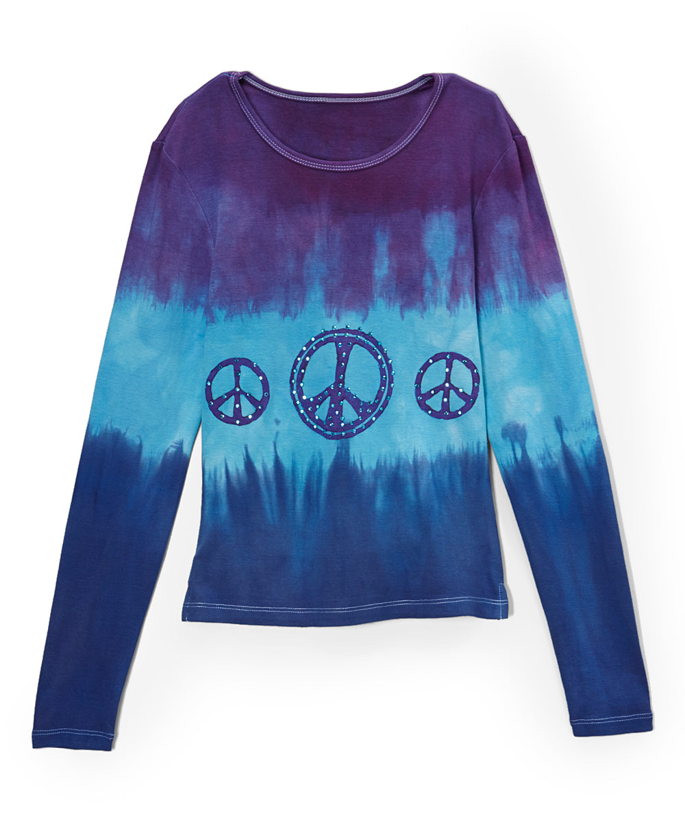 Junior & Girls Long Sleeve Top  Peace Signs