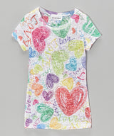 Girls Short Sleeve Top - Love all overprint