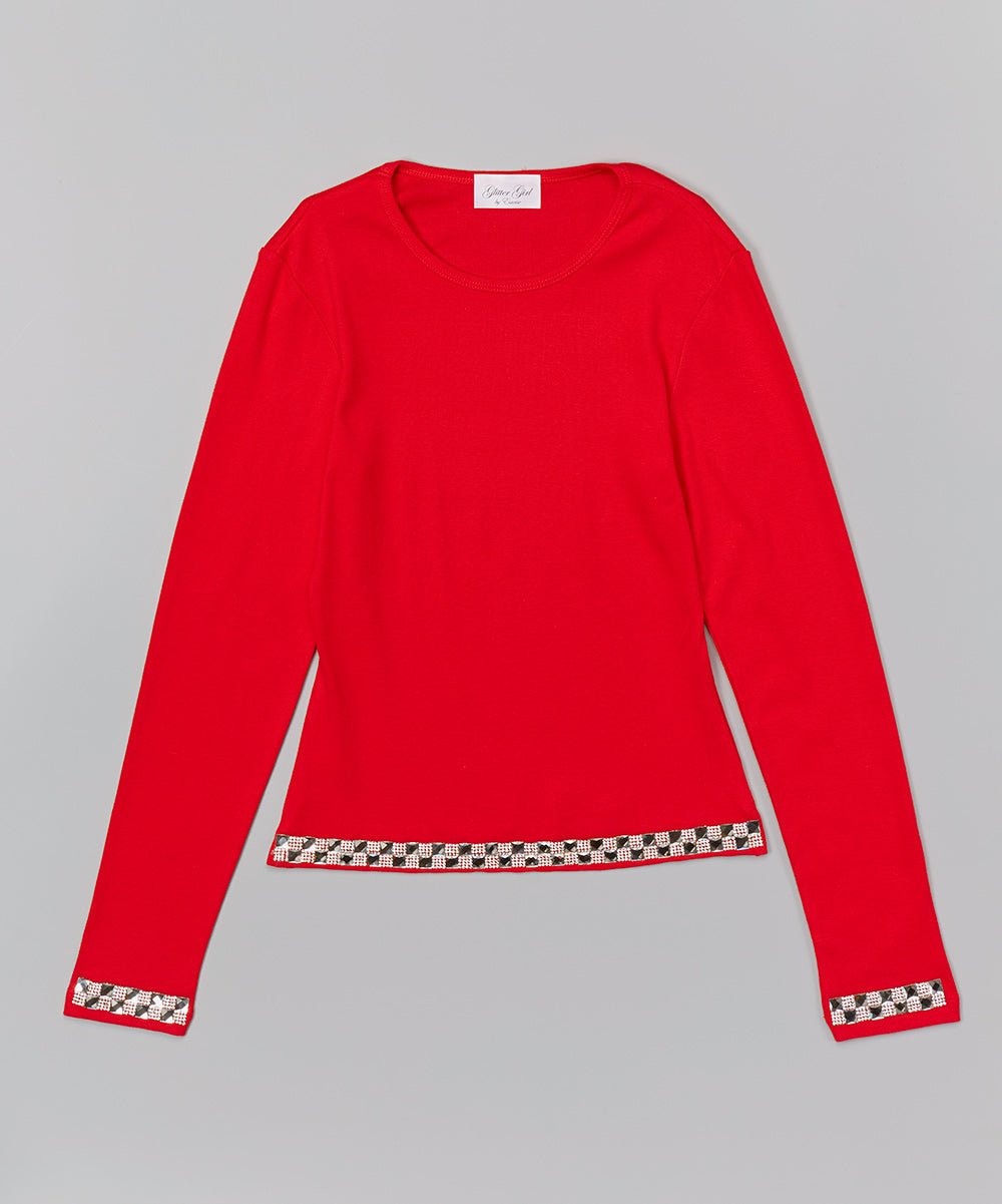 Girls Long Sleeve Top Jewel Diamonds