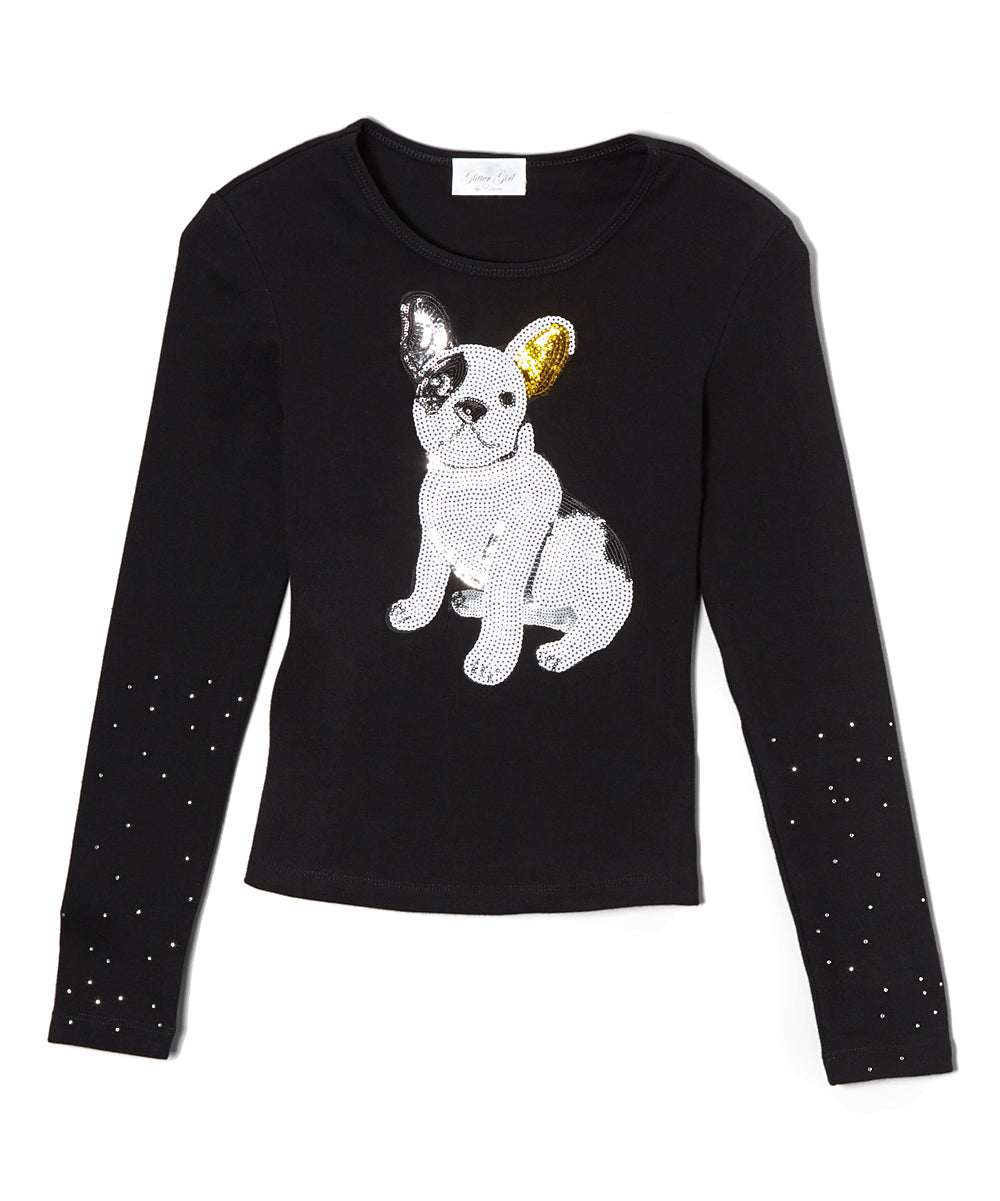 Girls & Juniors Long Sleeve Top - Sequin Dog