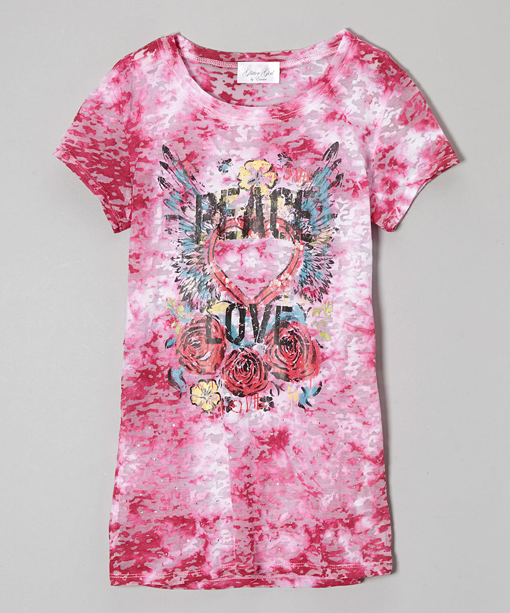 Girls Top Short Sleeve -Peace/Love