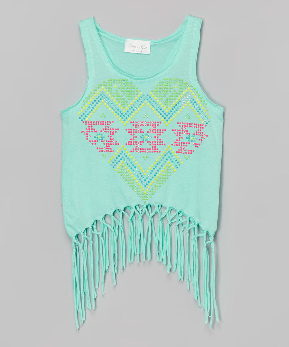 Girls Sleeveless Top - Fringe/Aztec