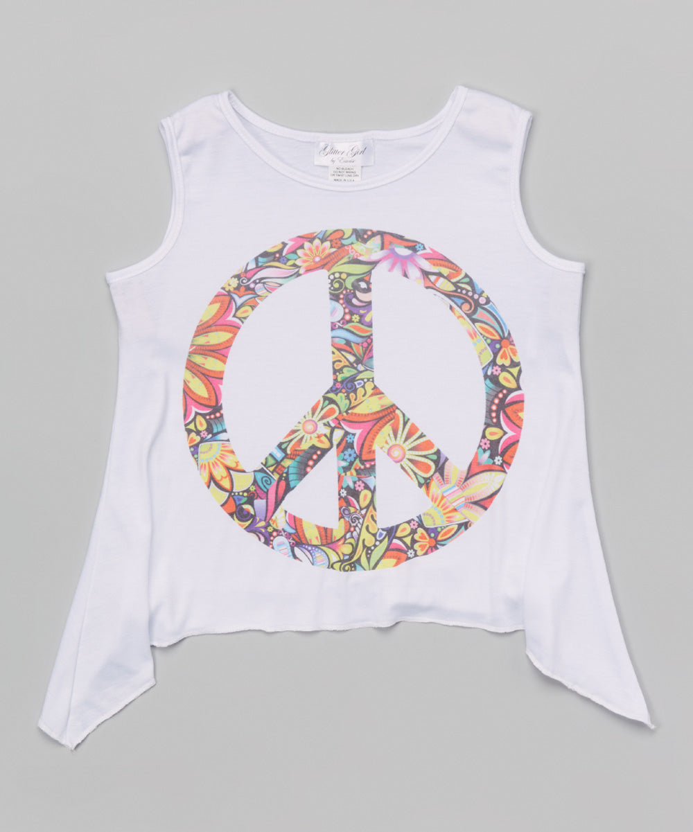 Girls Sleeveless Top - Peace sign