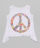 Girls Sleeveless Top - Peace sign
