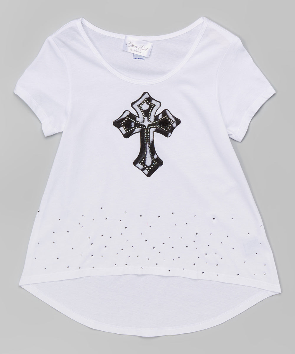 Girls Top Short Sleeve Hi Low - Cross