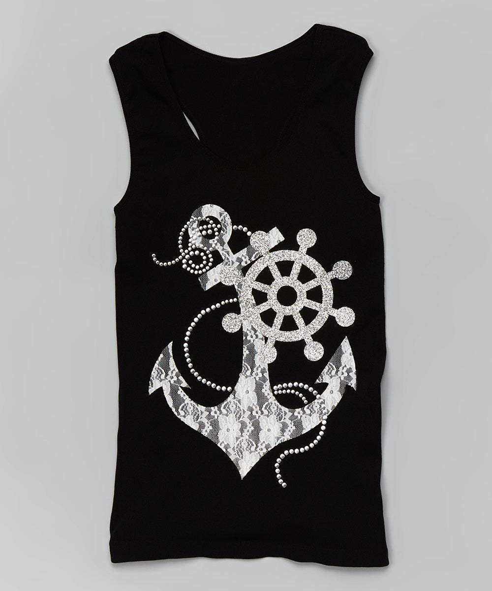 Girls Sleeveless Top - Lace Anchor