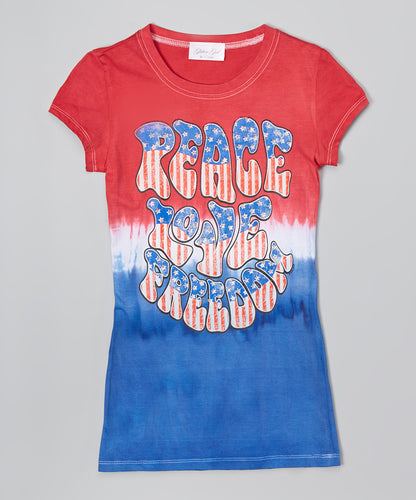 Girls Top Short Sleeve - Americana Peace