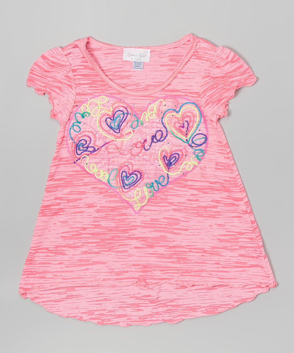 Girls Short Sleeve Top - Heart