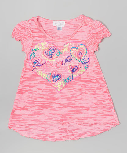 Girls Short Sleeve Top - Heart