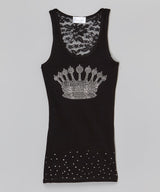 Girls Sleeveless Top Lace Back - Rhinestone Crown By Glitter Girl