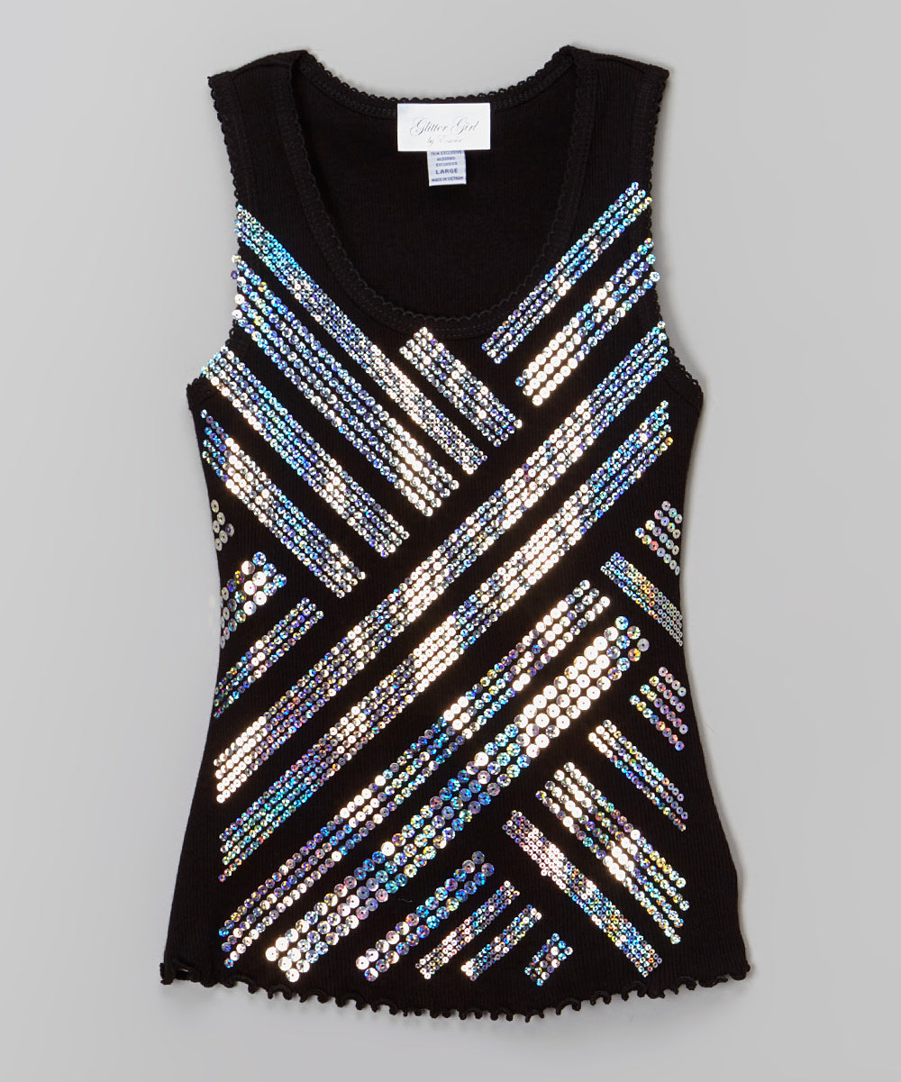Girls Sleeveless Top - Sequin Aztec