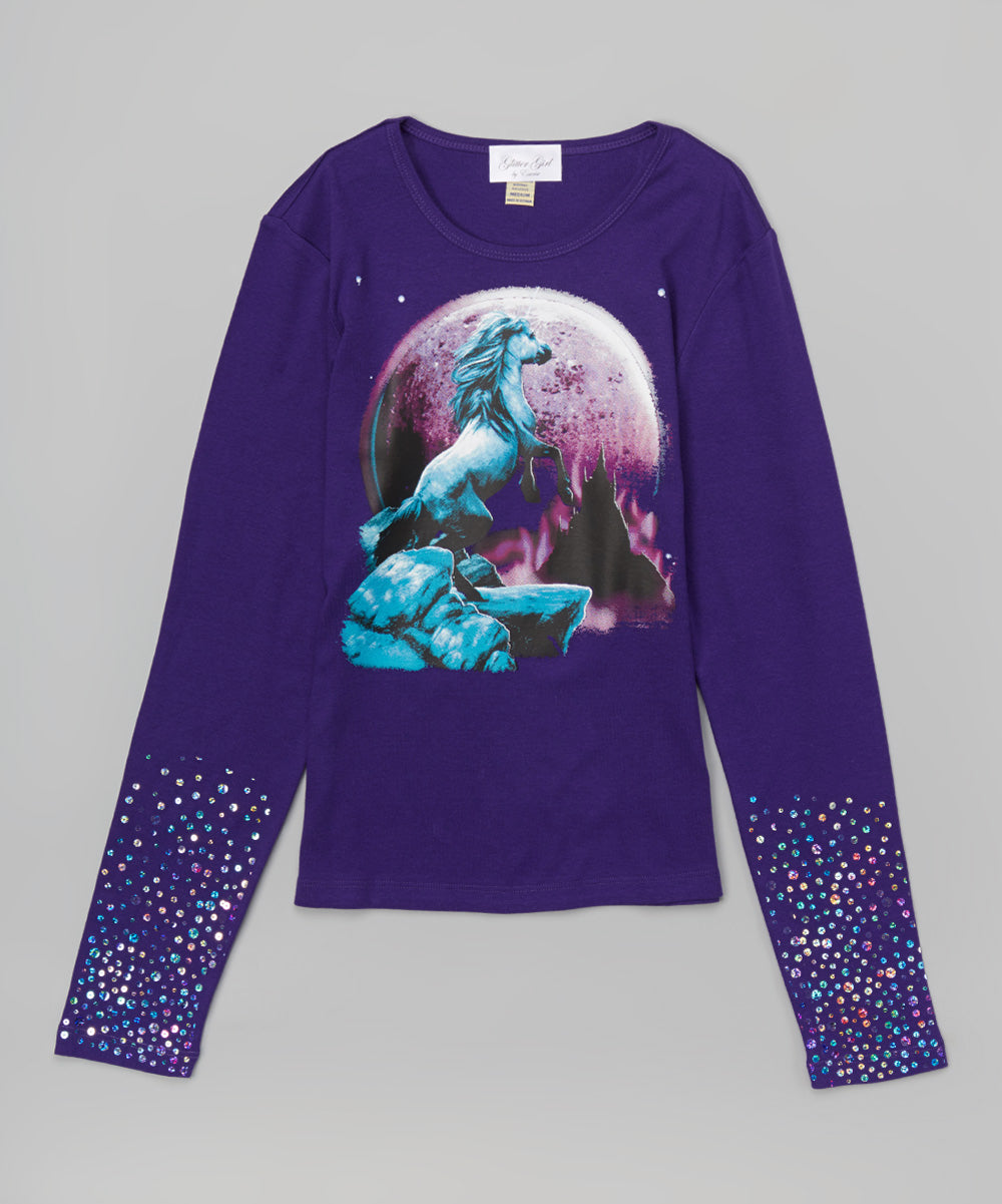 Girls Long Sleeve Top - Unicorn