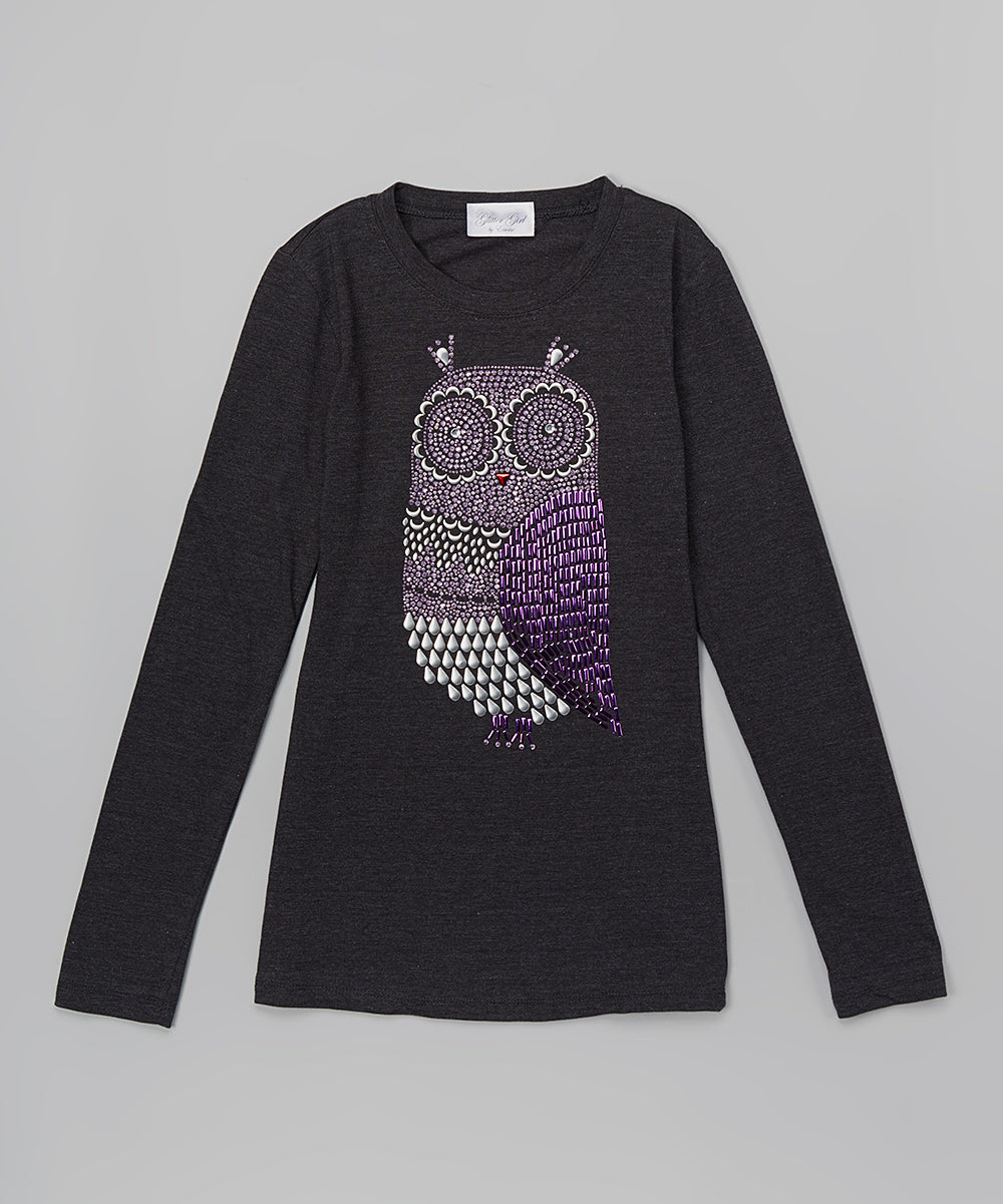 Girls Long Sleeve Top - Owl