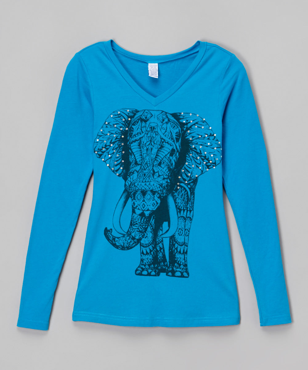 Girls Long Sleeve Top - Elephant