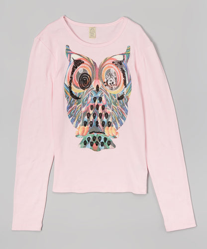Girls Long Sleeve Top - Owl