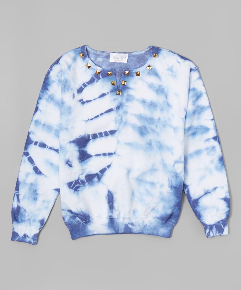 Girls Long Sleeve Top Sweat Shirt -Gold Nailheads