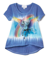 Girls Short Sleeve Top - Unicorn/Rainbow