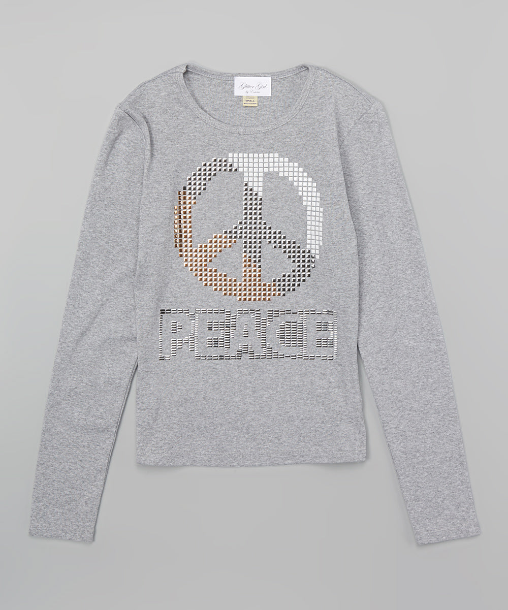 Girls Long Sleeve Top - Peace Sign