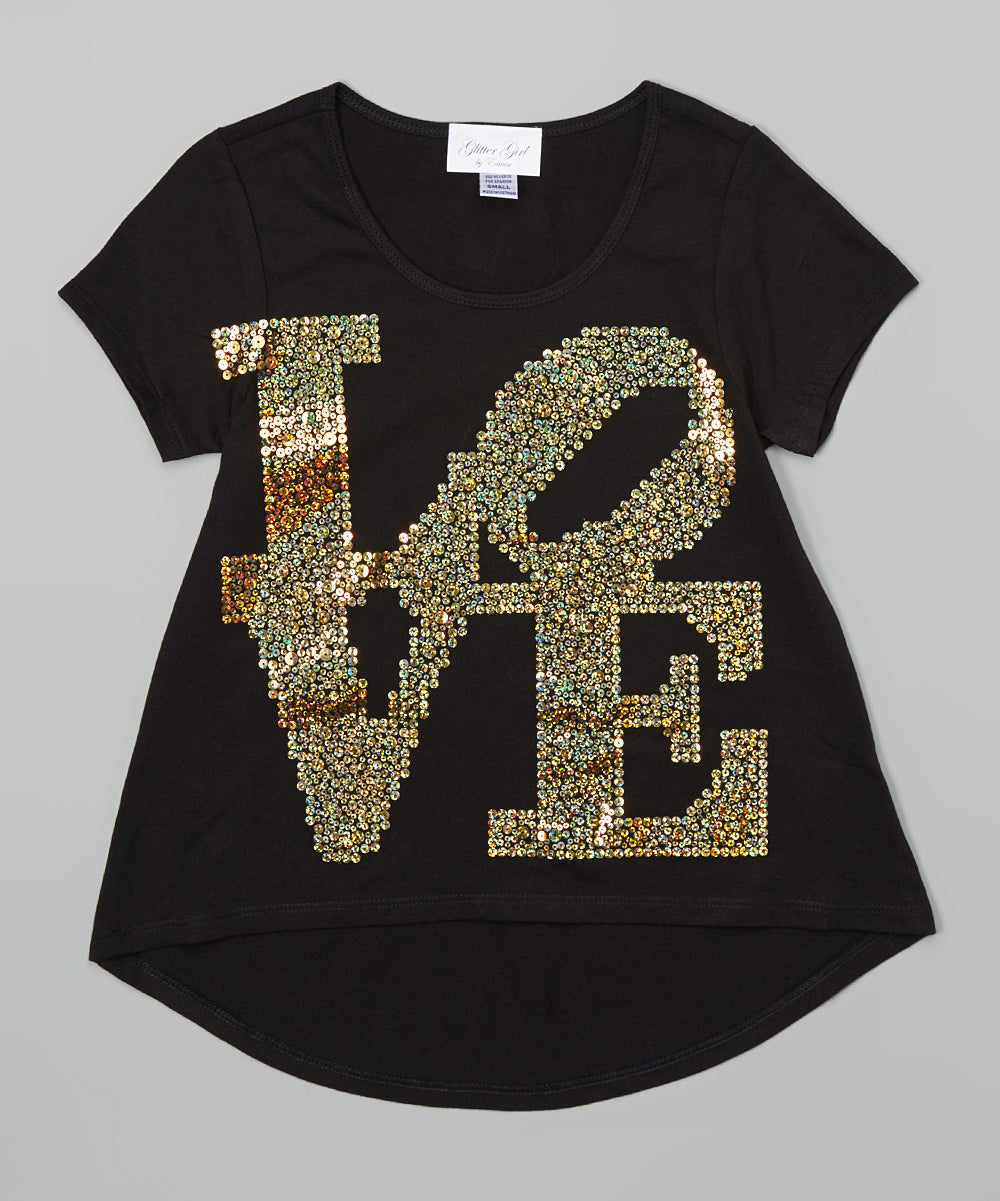 Girls Top Short Sleeve Hi Low - LOVE