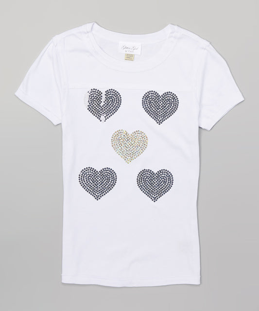 Girls & Juniors Top Short Sleeve T Shirt - Multi Hearts