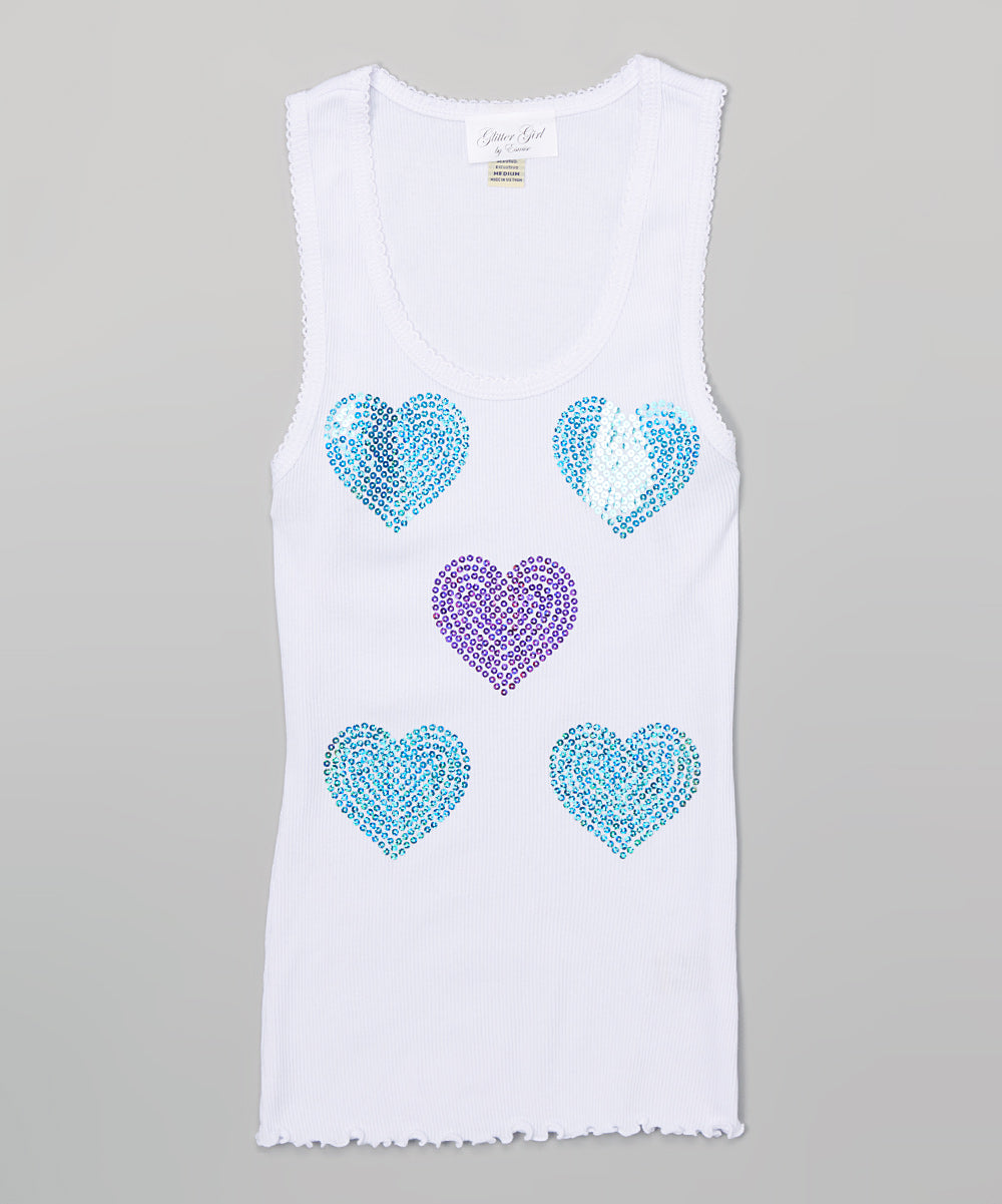 Girls Sleeveless Top - Sequin Heart