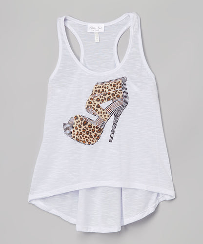 Girls Sleeveless Top - Leopard Heel