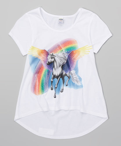 Girls Short Sleeve Top -Rainbow Unicorn