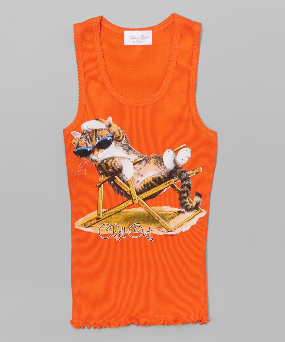 Girls Sleeveless Top - Cool Cat