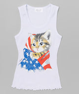 Girls Sleeveless Top - Americana Cat