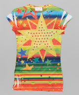 Girls Top Short Sleeve T Shirt - Star Burst