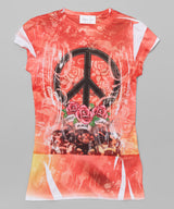 Girls Top Short Sleeve T Shirt - Peace Sign