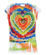 Girls Top Short Sleeve T Shirt - Multi Hearts