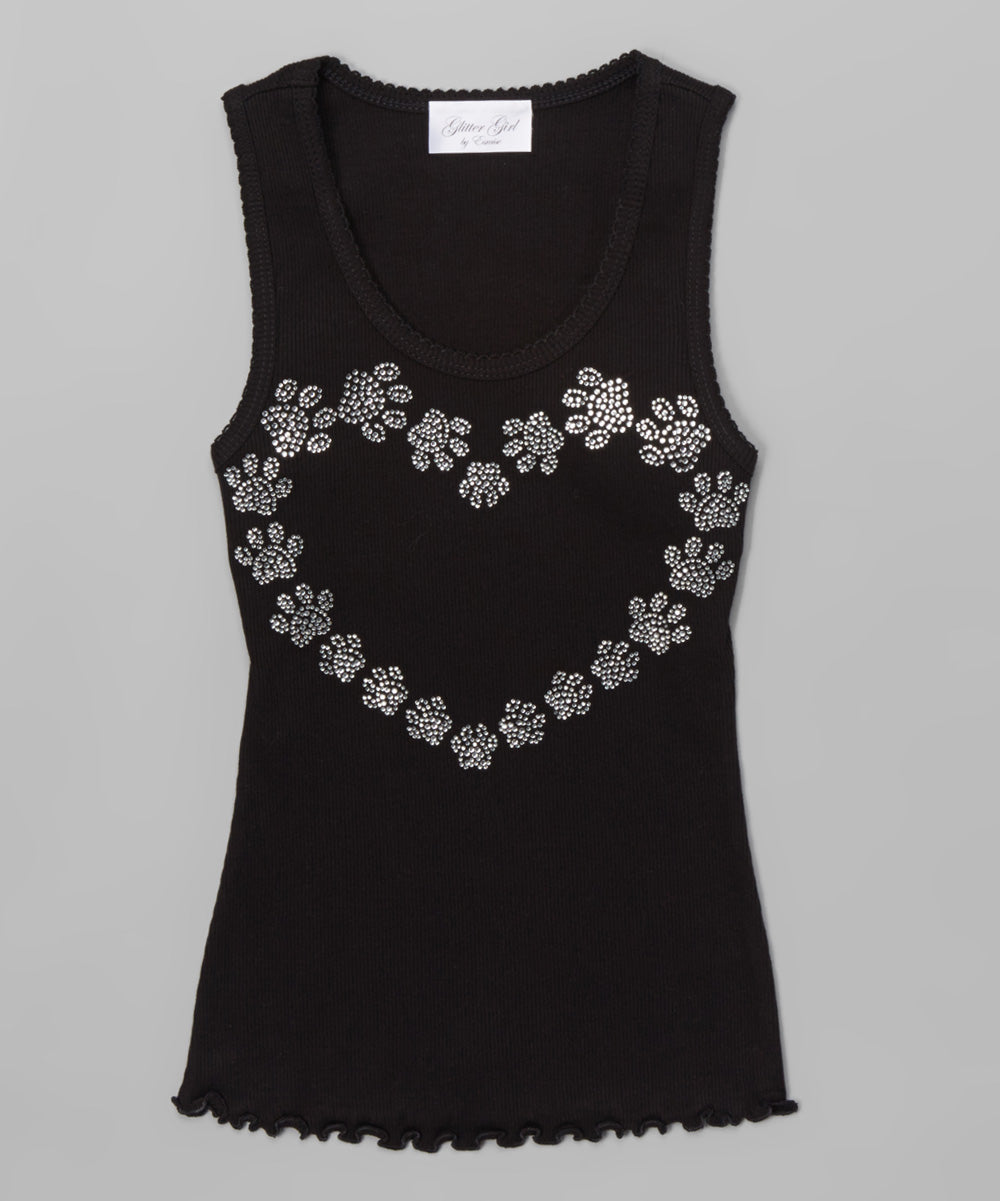 Girls Sleeveless Top - Heart/Paws