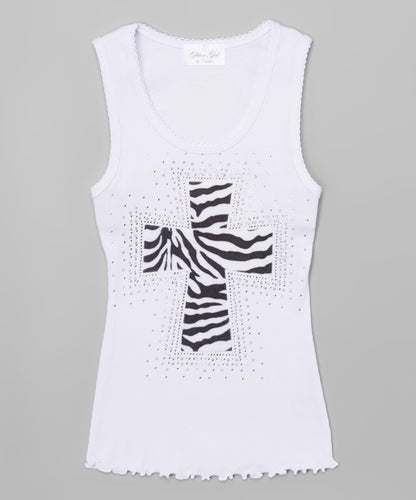 Girls Sleeveless Top - Zebra Cross