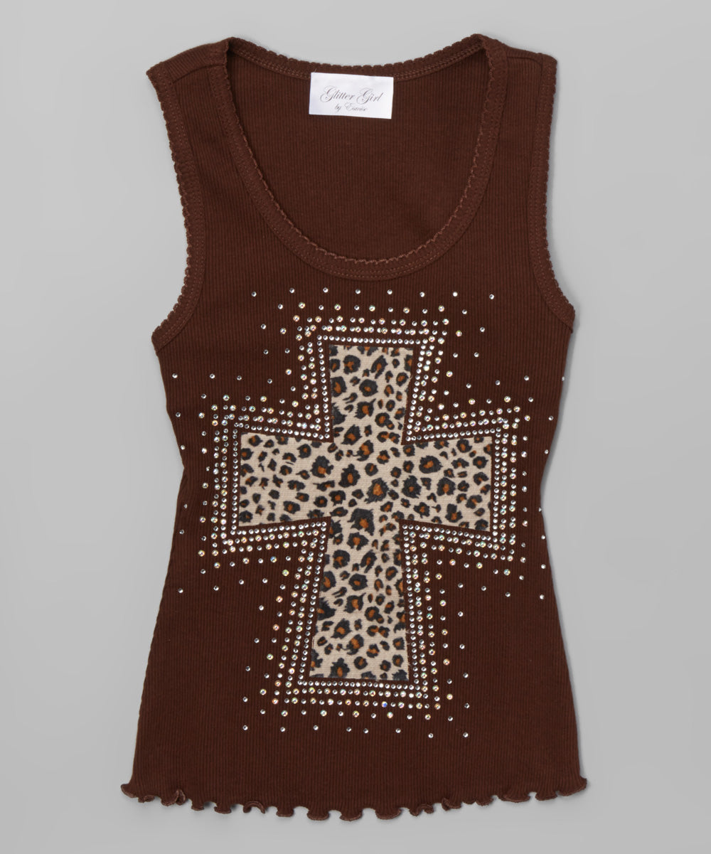 Girls Sleeveless Top - Leopard Cross