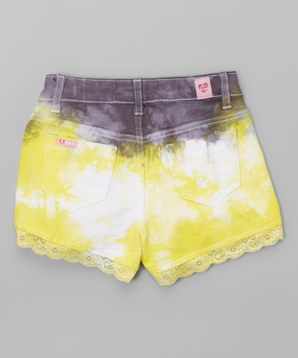 Girls Shorts Twill Zip Up Tie Dye
