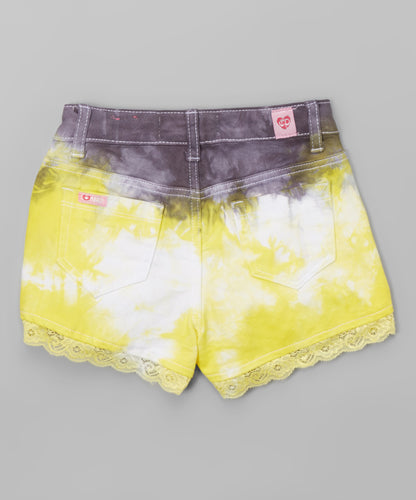 Girls Shorts Twill Zip Up Tie Dye