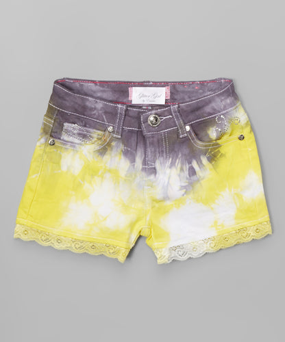 Girls Shorts Twill Zip Up Tie Dye