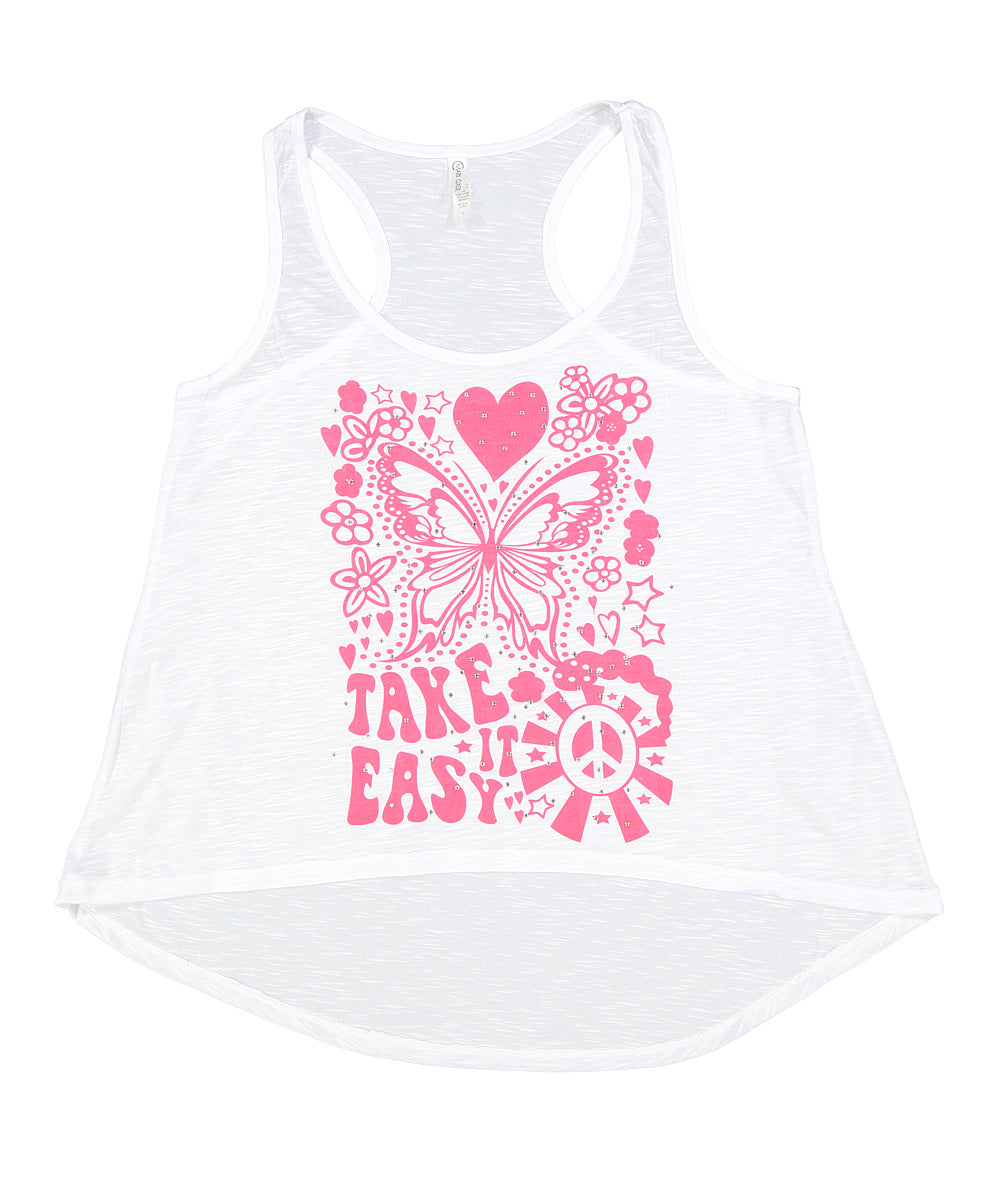 Girls Sleeveless Top - Take it Easy Print