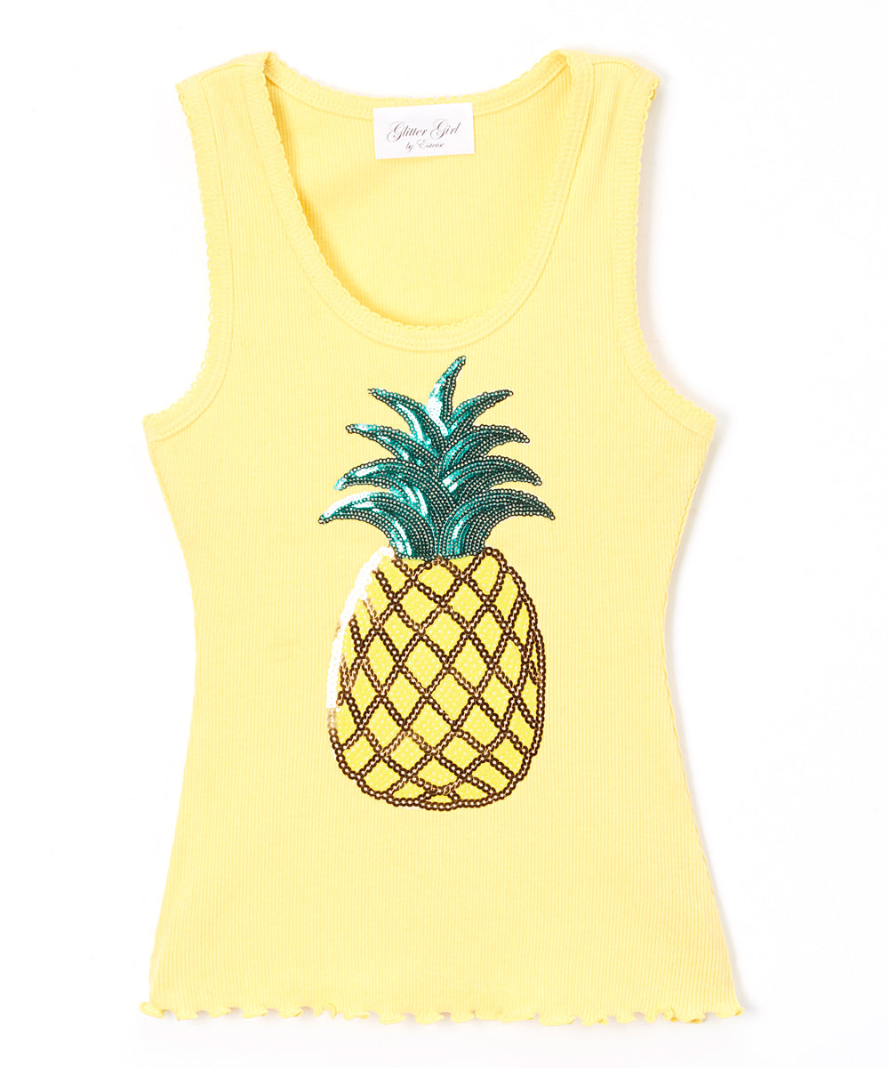 Girls Sleeveless Top - Pineapple